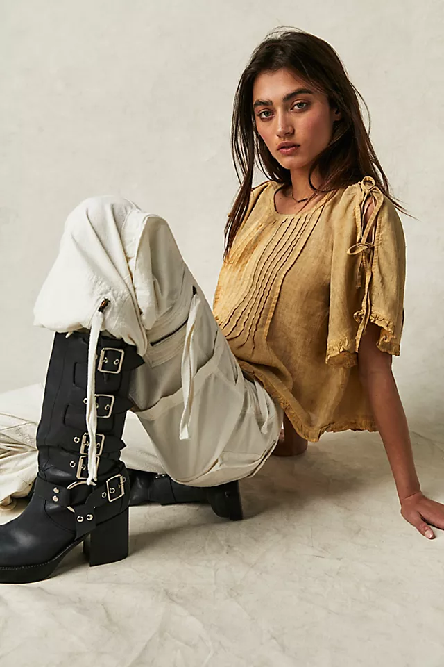 Last Time Stacked Parachute Pants Gardenia