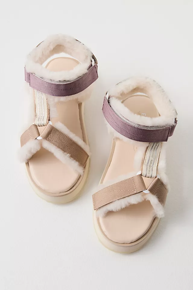 Raven Shearling Sandals Neutral Multi