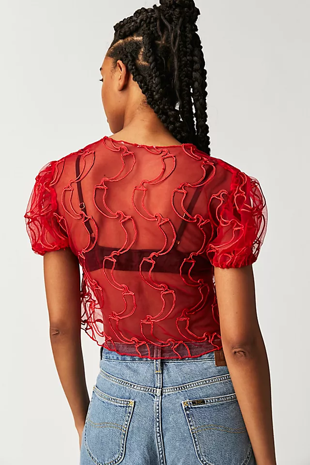 Casa Chilli Applique Shirt Red
