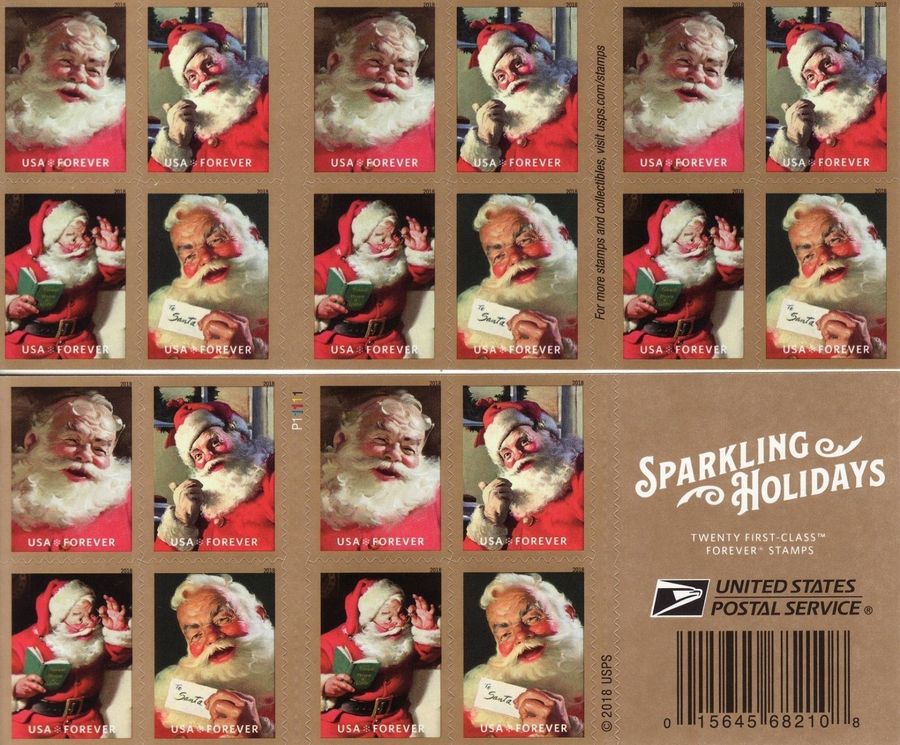  2018 Sparkling Holidays Forever Stamps Santa Claus