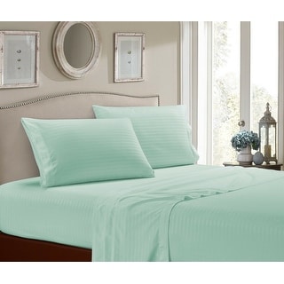 1800 Series Cotton Satin Feel Dobby Stripe Sheet Set - Assorted colors and sizes