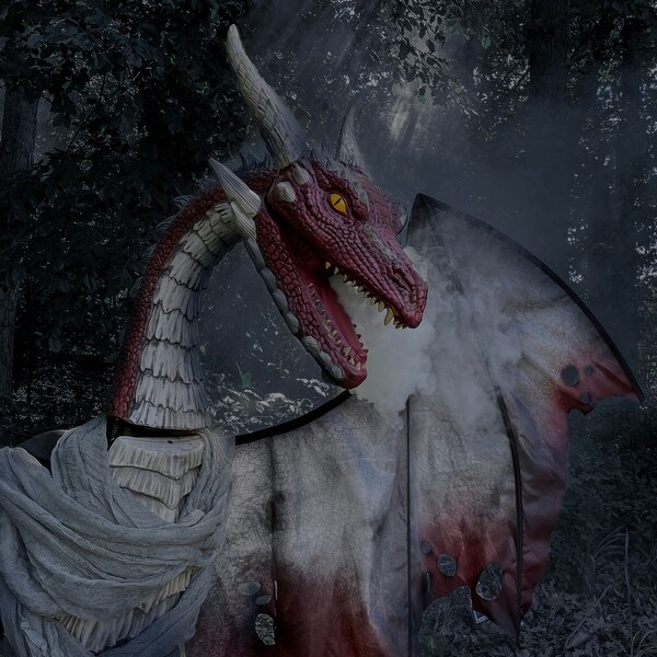 Haunted Hill Farm 6-Ft. Tall Brantley the Brimstone Dragon by SVI, Premium Halloween Animatronic, Plug-In