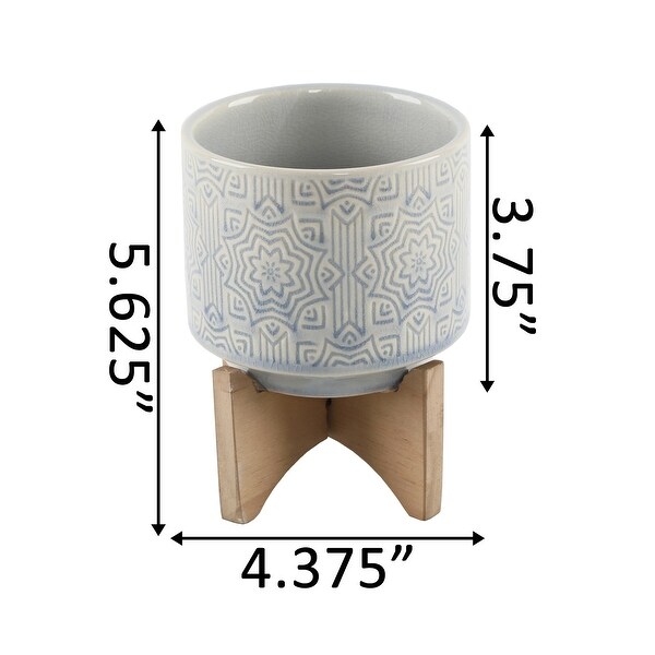 Mid-Century 4.25" Star Ceramic on Stand,Glass Blue