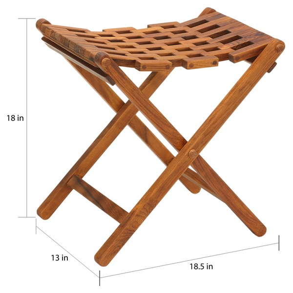Bare Decor Mosaic Folding Stool in Solid Teak Wood
