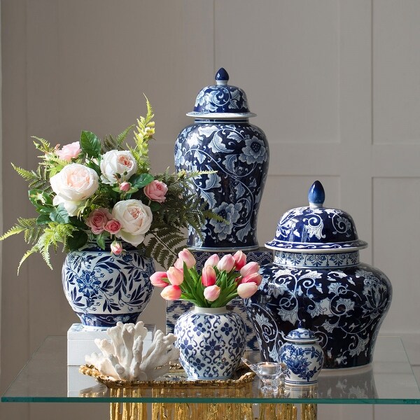 Aline 18-inch Blue and White Ginger Jar