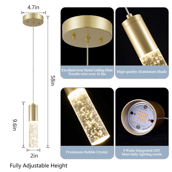 Modern LED Mini Pendant Light Crystal Bubble Glass Hanging Ceiling Light Fixtures for Kitchen Island Dining Room