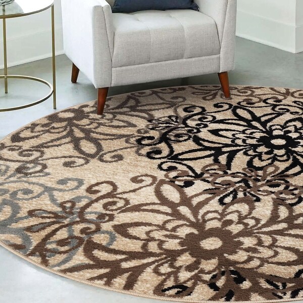 Superior Floral Medallion Polypropylene Indoor Area Rug