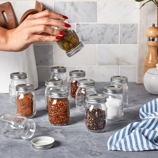 Mason Craft & More 12PK 4oz Clear Glass Canning Jars w/ Lids