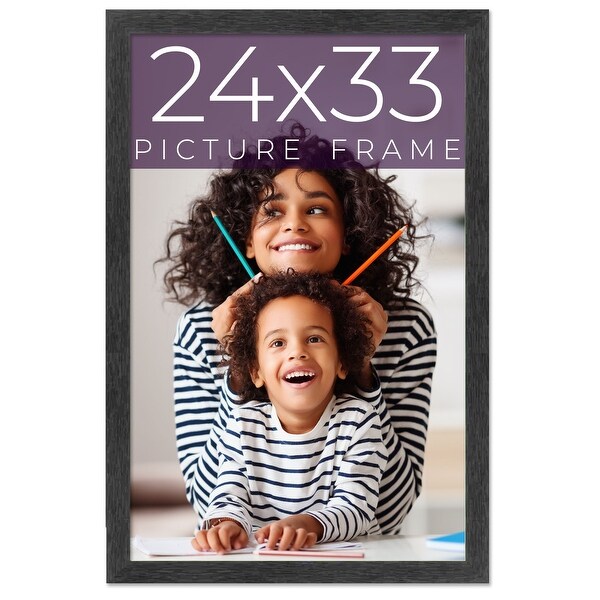24x33 Black Picture Frame - Wood Picture Frame Complete with UV
