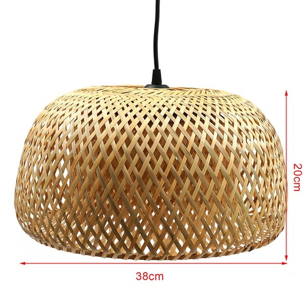 Vintage Bamboo Wicker Rattan Shade Pendant Light Fixture Ceiling Lamp - 20 x 38 cm