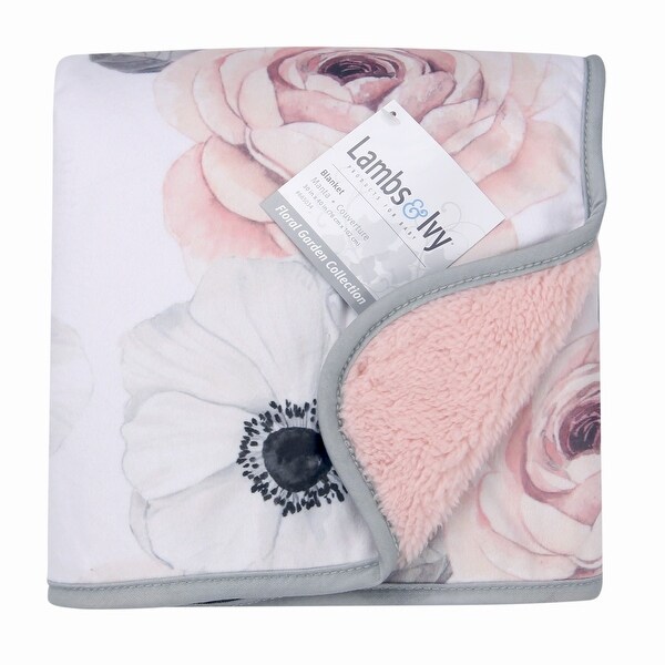 Lambs & Ivy Floral Garden Watercolor Floral Pink Ultra Soft Baby Blanket