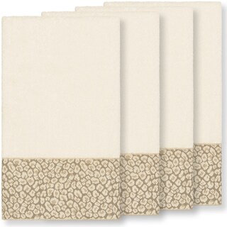 Authentic Hotel and Spa Turkish Cotton Cheetah Jacquard Trim Cream 4-piece Bath Towel Set