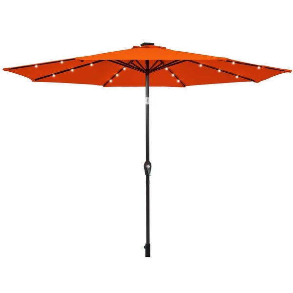 Costway 10FT Patio Solar Umbrella LED Patio Market Steel Tilt W/Crank
