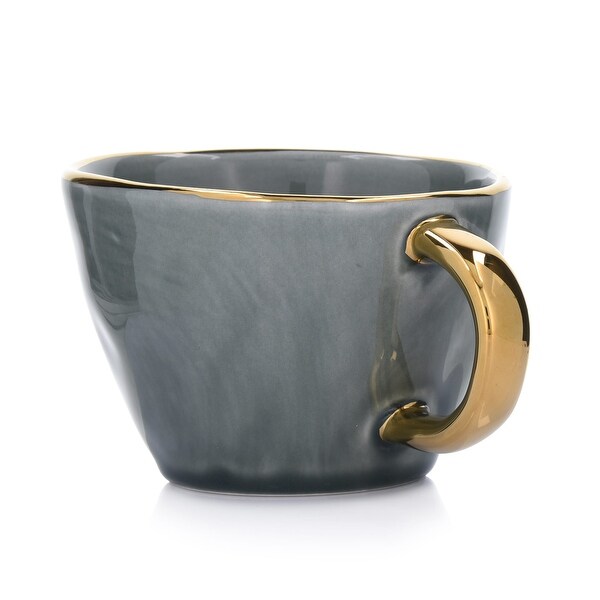 10-OZ Green Stoneware Mug with Gold Rim