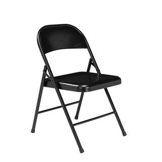 Basics by 900 Series All-Steel Folding Chair, Pack of 4 - Black