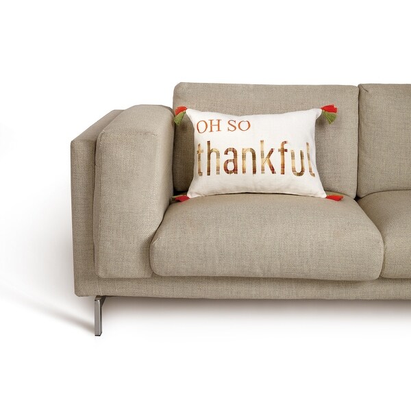 Oh So Thankful Embroidered Tassel Pillow