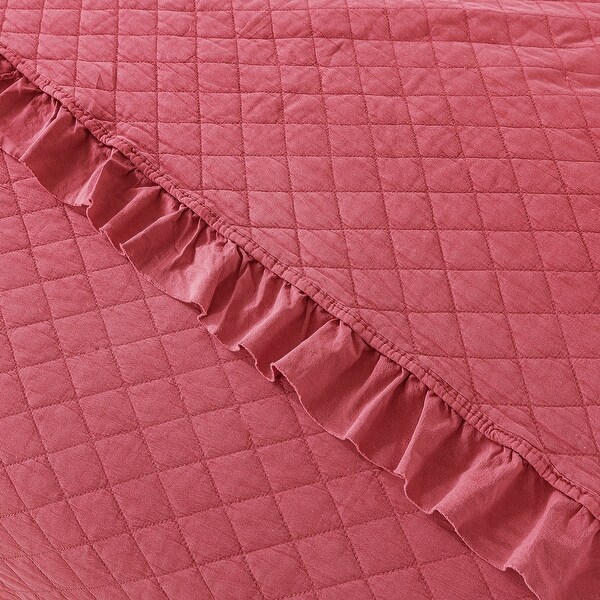 3 Piece Ruffle Quilt Set Lightweight Bedspreads Coverlet