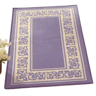 Protective Floral Border Slip-Resistant Accent Rug
