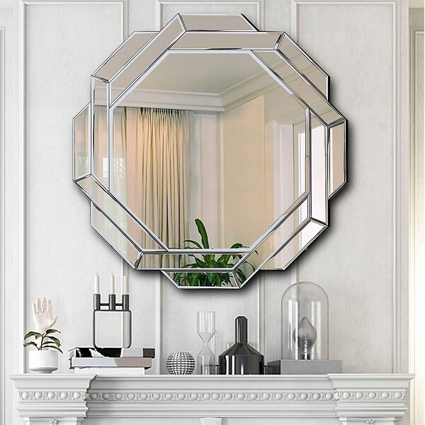 Frameless Beveled Wall Decor Mirror - Silver