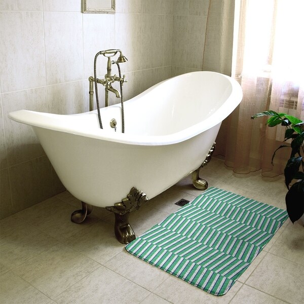 Two Color Fractured Stripes Bath Mat