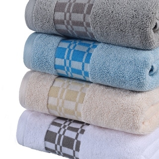 Superior Cotton 6-Piece Bathroom Towel Set With Geometric Border