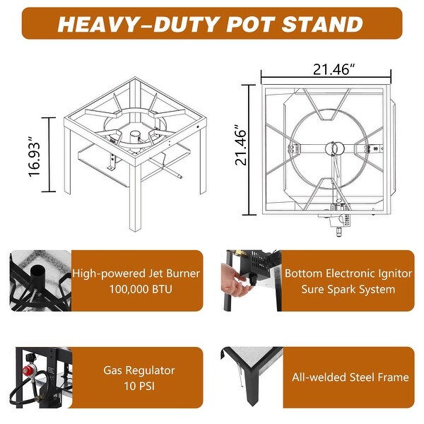 Creole Feast SBK1001, 100 QT Seafood Boiling Kit with Strainer, 100,000 BTU Jet Burner, Black&Sliver