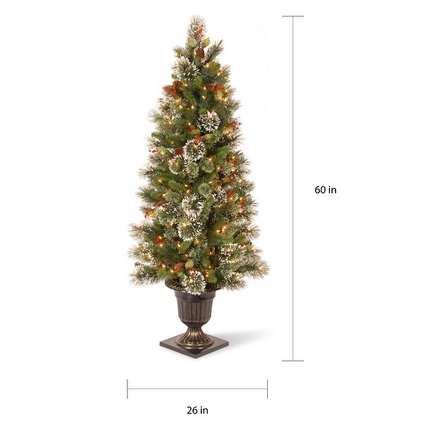 Artificial Wintry Pine 5-foot Entrance Tree with 100 Clear Lights