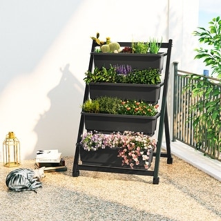 FLEXIMOUNTS 4Ft Vertical Raised Garden Bed 4-Tier Freestanding Elevated Garden Planters Grow Flowers