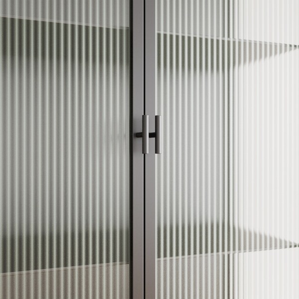 Modern Glass High Cabinet Storage with Dual Doors