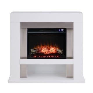 44" White and Black Contemporary Electric Fireplace
