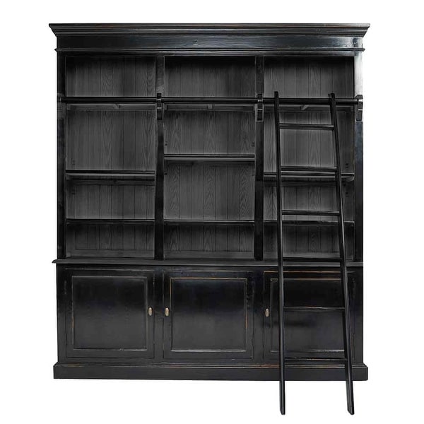 Cambridge Wood Library Bookshelf with Sliding Ladder