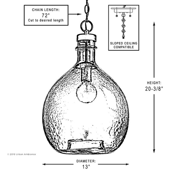 Luxury Modern Farmhouse Pendant Light, 20.375"H x 13"W, with Mediterranean Style, Charcoal Finish by Urban Ambiance