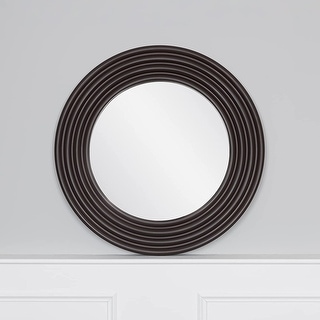 Aurora Home 32 Inch Channeled Round Wooden Frame Wall Mirror