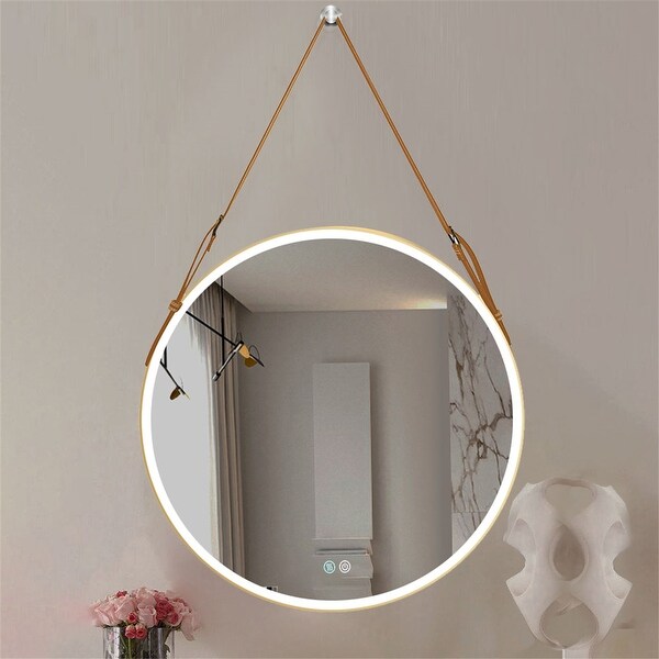 32 Inch Round Bathroom Mirror with Lights Smart 3 Lights Dimmable
