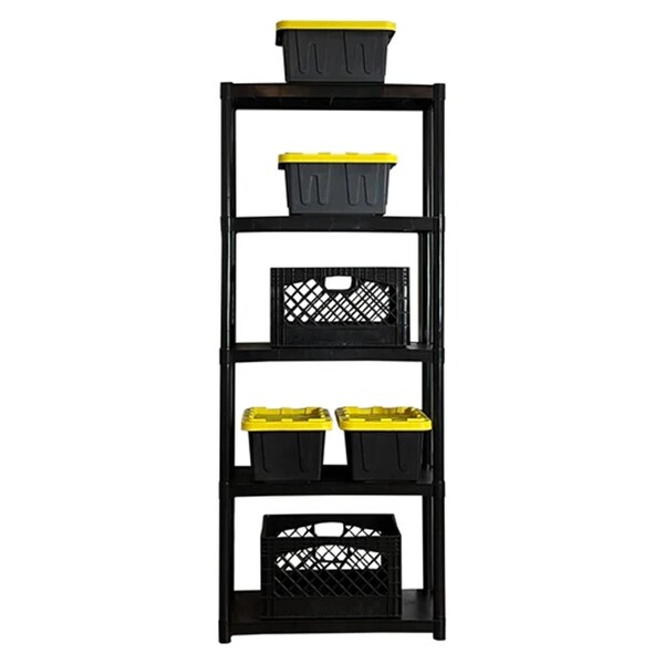 Juggernaut Storage 70" Plastic 5 Tier Garage/Shed Utility Shelving Rack, Black - 16