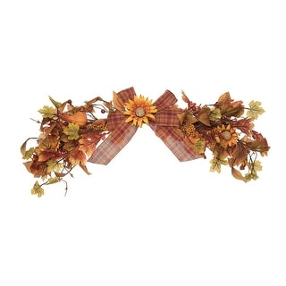 Transpac Metal 38 in. Multicolored Harvest Pumpkin and Sunflower Swag