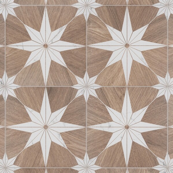 Merola Tile Llama Stella Loire Verso Noce 9-3/4" x 9-3/4" Porcelain Floor and Wall Tile - Case (16 Tiles)