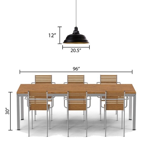 Fabron River of Goods Black Metal 20.5-Inch Pendant Light with Adjustable Hanging Cord - 20.5" x 20.5" x 14/79"