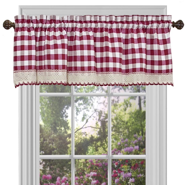 Classic Buffalo Check Kitchen Burgundy/White Curtain Set or Separates