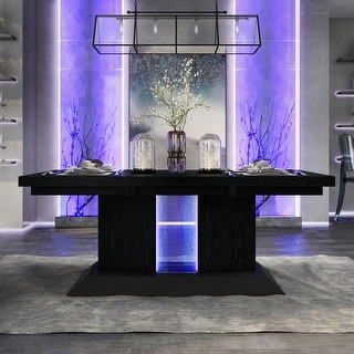 Furniture of America Tol LED-lit Black Solid Wood 76-inch Dining Table