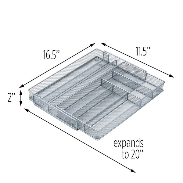 Silver Steel Mesh Expandable Cutlery Tray