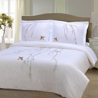 Superior Spring 3-piece Embroidered Cotton Duvet Cover Set