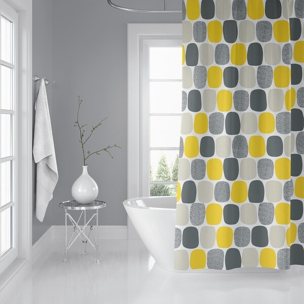 MID CENTURY OVALS YELLOW Shower Curtain By Kavka Designs