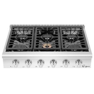36 in. Pro-Style Slide-in Natural Gas Rangetop with 6 Deep Recessed Sealed Burners in Stainless Steel - 36 Inch