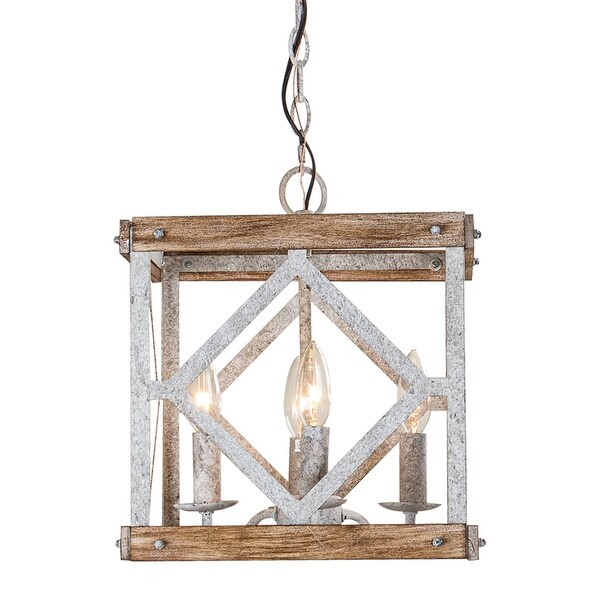 Farmhouse 4-light Wood Lantern Pendant Chandelier
