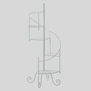Curved White Metal 4-Step Plant Stand