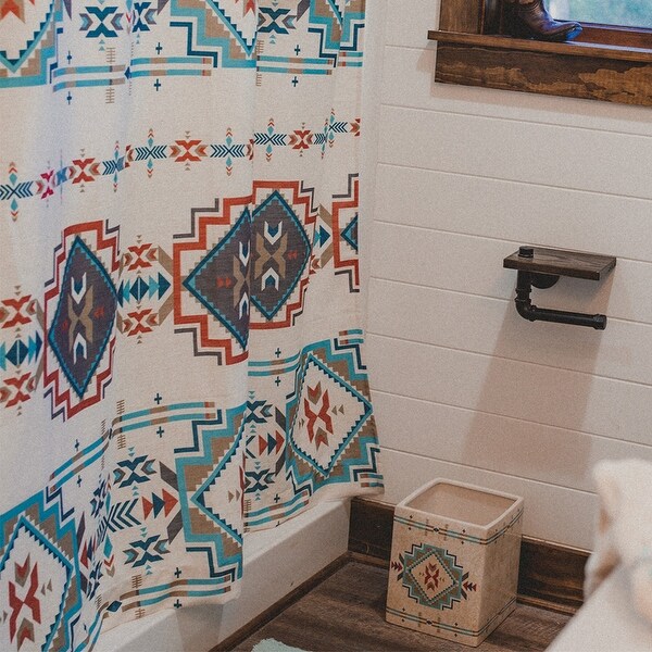 Paseo Road by HiEnd Accents Spirit Valley Ceramic Wastebasket, 1PC - Cream/Teal