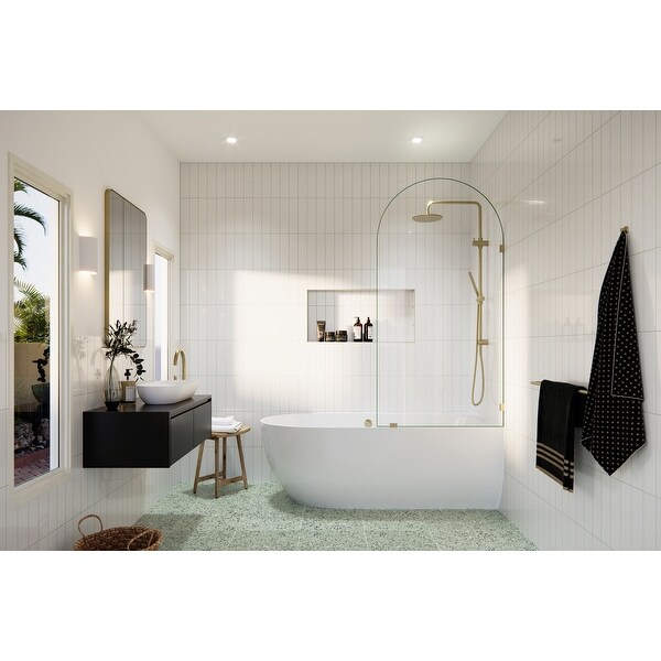 Maven 34 in. x 66.75 in. Single Fixed Frameless Arched Bathtub Panel