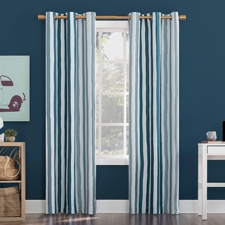 Sun Zero Pippa Stripes 100% Blackout Grommet Curtain Panel, Single Panel