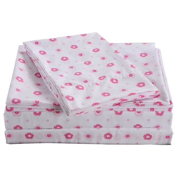 Taylor & Olive Sunfish Pastel Sheets Set - Pink floral, Deep Pockets